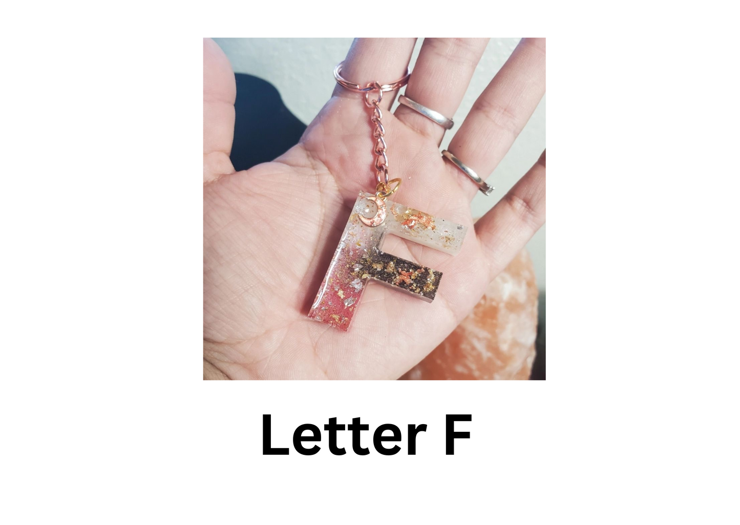 customised Initial Resin Keychains-Letter F