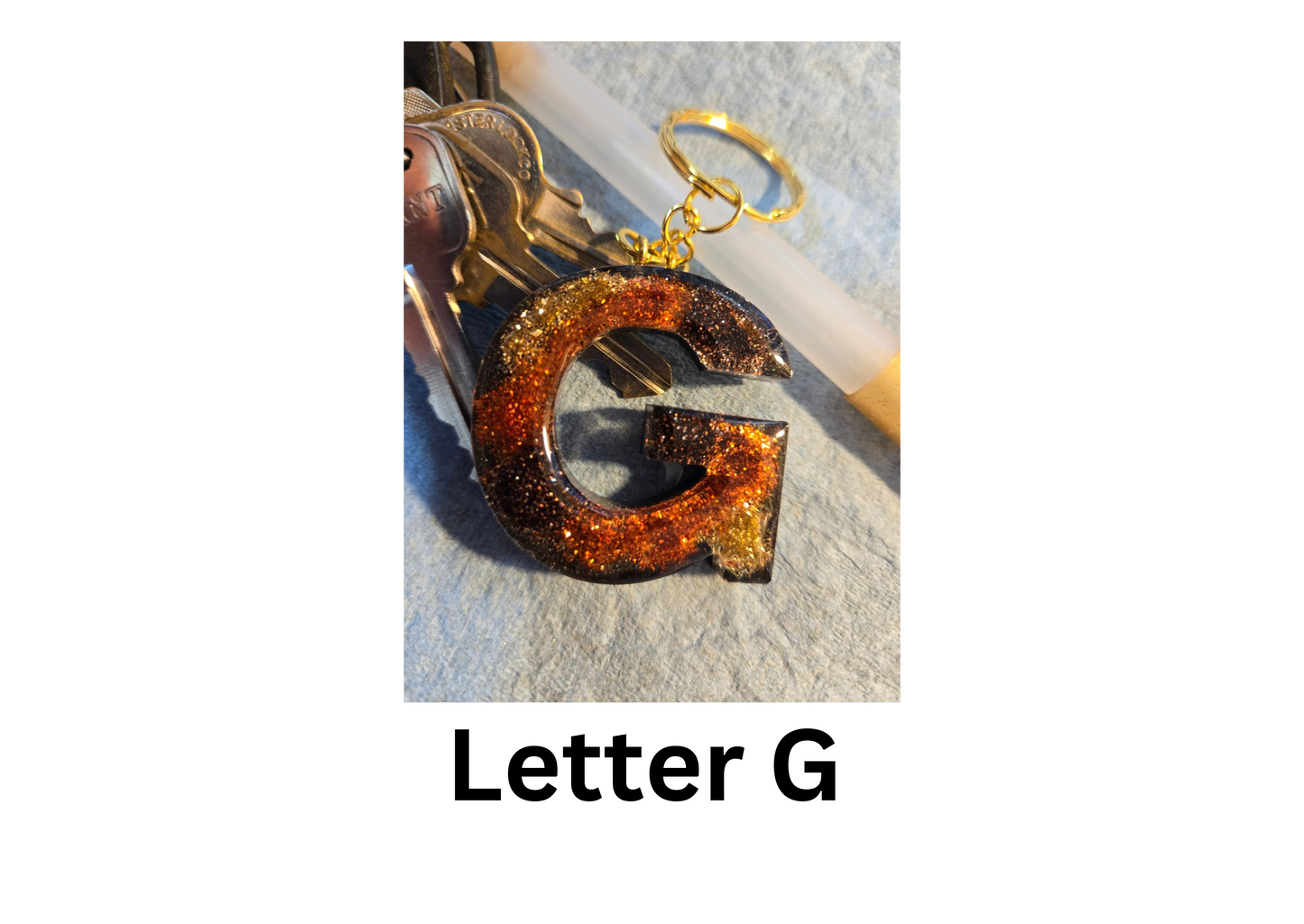 customised Initial Resin Keychains-Letter F