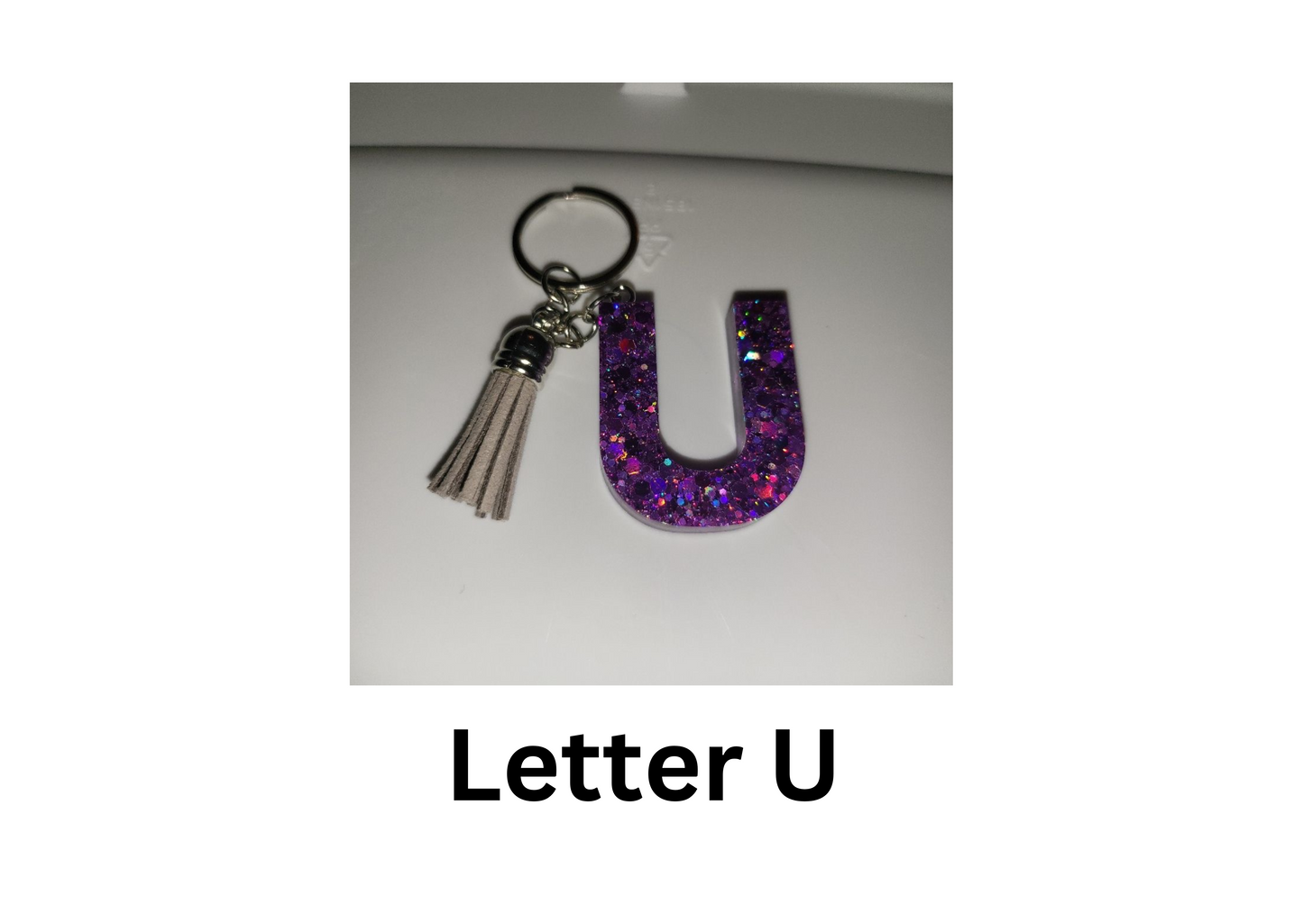 customised Initial Resin Keychains-Letter F